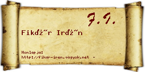Fikár Irén névjegykártya